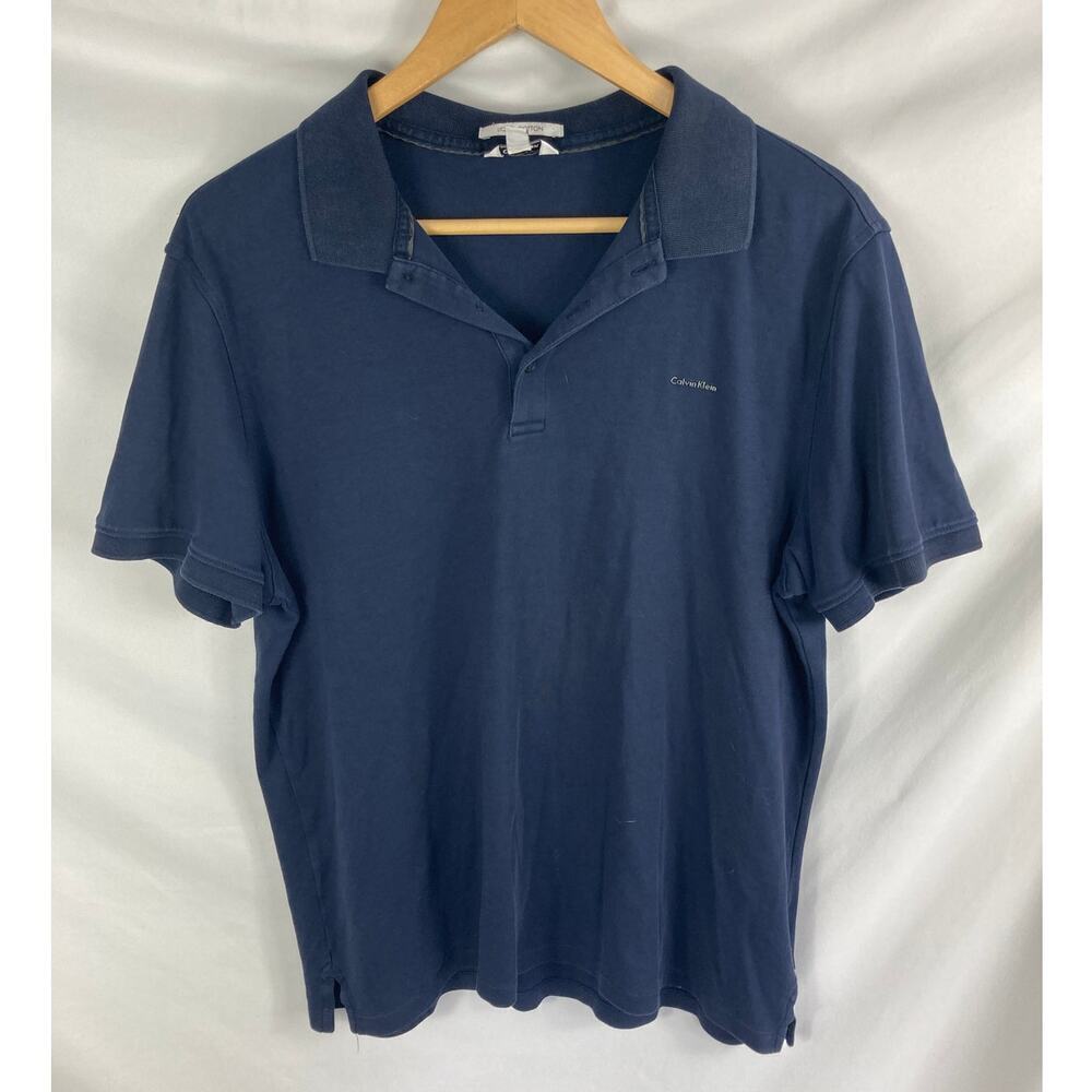 Calvin Klein Men's Liquid Cotton Dark Blue Short Sleeve Polo Size Large